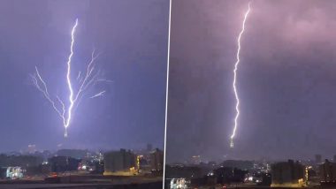 Lightning Caught on Camera in Saudi Arabia: Mecca Clock Tower Struck During Powerful Thunderstorm; Video Surfaces