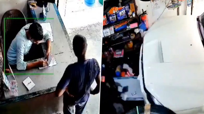 Uttar Pradesh Accident: Close Shave for Shopowner As SUV Crashes Into Shop in Mau, Video Surfaces