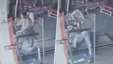 Ghaziabad: Heart Attack Suspected After Man Suddenly Collapses While Running on Treadmill in Gym, Disturbing Video Surfaces