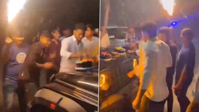 Birthday Celebration Lands 4 Men in Jail: Noida Police Arrest 4 Youths for Cutting Cakes on SUV's Bonnet, Bursting Firecrackers on Road (Watch Video)