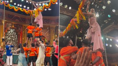 Nia Sharma Celebrates Janmashtami 2024 by Breaking Dahi Handi on ‘Laughter Chefs’ Set (Watch Video)