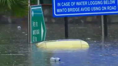 Delhi Waterlogging: Autorickshaw Submerged on Minto Road Amid Heavy Rains, Video Surfaces