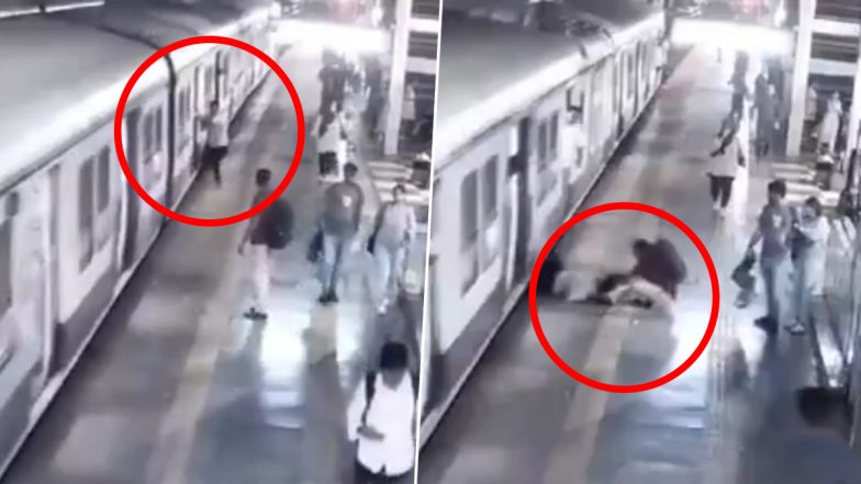 Mumbai Police Constable Balaso Dhage Saves Life of Man Stuck Between Moving Local Train and Platform at Goregaon Railway Station (Watch Video)