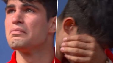 Carlos Alcaraz Breaks Down in Tears After Losing Gold Medal Match Against Novak Djokovic at Paris Olympics 2024 (Watch Video)