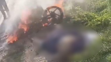 Uttar Pradesh Horror: Couple Burnt Alive After High Tension Wire Falls on Bike in Badaun; Disturbing Video Surfaces