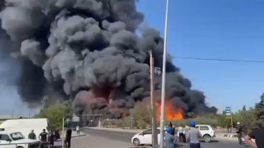 SOCAR Fire: Blaze Erupts at Azerbaijan’s Oil and Gas Research Institute in Baku, Videos Show Thick Cloud of Black Smoke Emerging