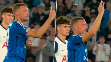 Jamie Vardy Savagely Taunts Spurs Fans After Scoring Equaliser During Leicester City vs Tottenham Hotspur Premier League 2024-25 Match (Watch Video)