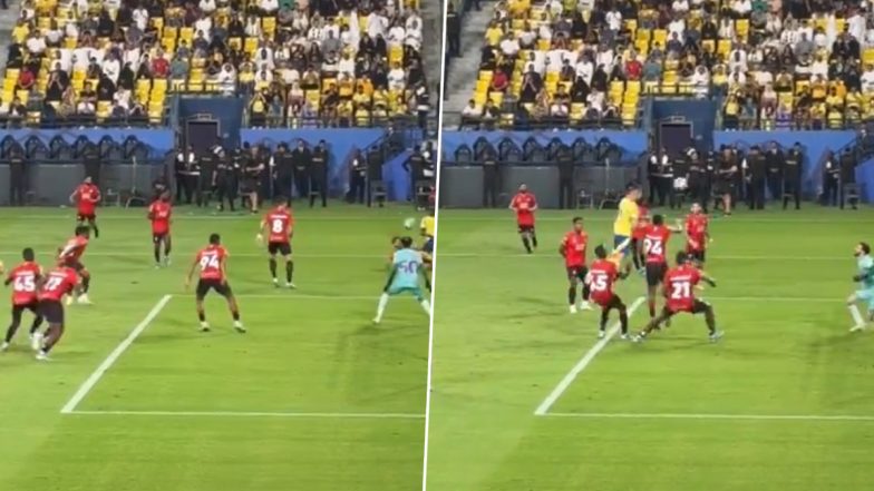 Cristiano Ronaldo Goal Video: Watch 39-Year-Old Striker Leaping Over Defenders to Score Incredible Header During Al-Nassr vs Al-Raed Saudi Pro League 2024-25 Season