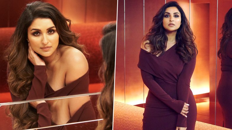 Parineeti Chopra Serves Ultimate Fashion Goals Exuding Grace and Glamour in Maroon Bodycon Dress (See Pictures)