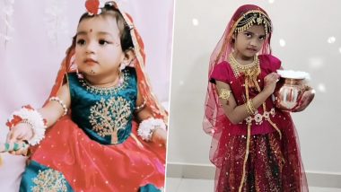 Janmashtami 2024 Radha Dress Ideas for Girls: Adorn Your Little Girl With Traditional Costume and Make Up To Look Like Radha on This Gokulashtami (Watch Tutorial Videos)