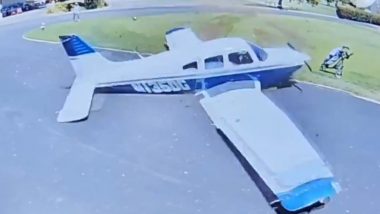 US Plane Crash: Close Shave for Golfer After Small Aircraft Crashes at Haggin Oaks Golf Complex in Sacramento, Video Surfaces