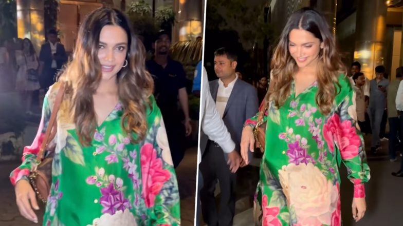 Mom-To-Be Deepika Padukone Flaunts Her Baby Bump As She Steps Out for Dinner in Mumbai, Poses With Fans (Watch Video)