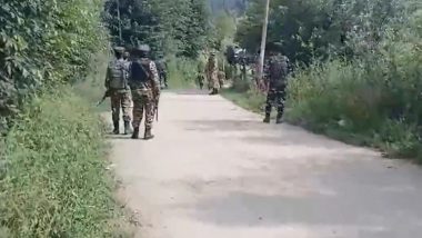 Jammu and Kashmir: Encounter Breaks Out Between Security Forces and Terrorists in Anantnag (Watch Video)