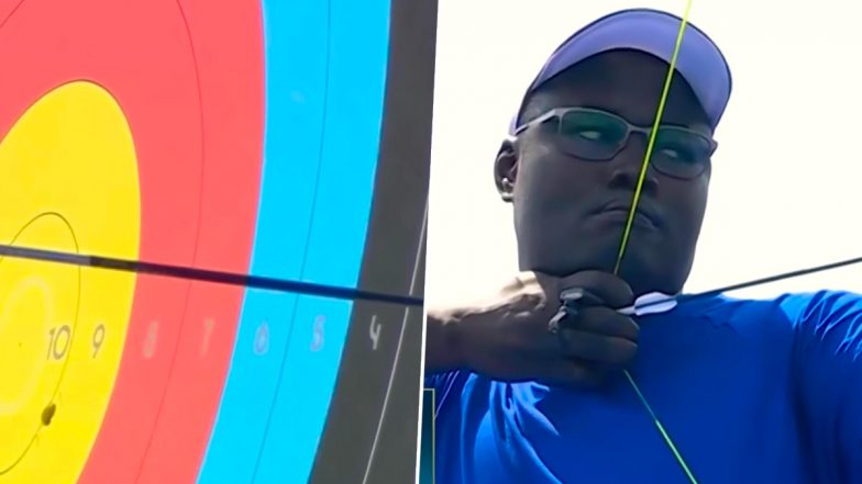 After Shooter Yusuf Dikec, Chadian Archer Israel Madaye Competing in Archery Event Without Any Specialised Gear Goes Viral For Scoring Lowest Points on a Shot in Olympic History