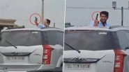 Greater Noida: Man Recklessly Points Pistol at Traffic From Moving Car at Noida Expressway for Instagram Reel, Police Issues INR 30,000 E-Challan After Video Goes Viral