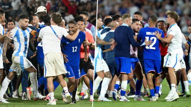 Argentina vs France Paris Olympics 2024 Football Match Turns into Fighting-Pit As Angry Players Confront Each Other Following the Final Whistle (See Video)