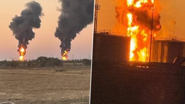 Russia-Ukraine War: Fire Erupts at Russian Oil Depot After Ukrainian Drone Attack in Rostov Oblast (See Pics and Video)