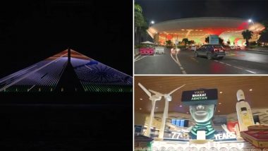 Independence Day 2024: Bandra-Worli Sea Link and Chhatrapati Shivaji Maharaj International Airport in Mumbai Illuminated in Tricolour Ahead of 78th I-Day (Watch Video)