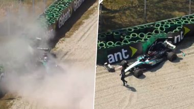 Italian GP 2024 Practice Session Car Crash: Mercedes Debutant Kimi Antonelli Crashes Out After Losing Control in Just 10 Minutes Into FP1 (Watch Video)