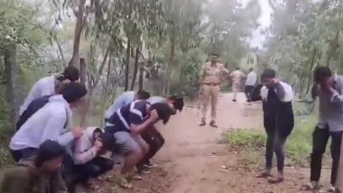 Karnataka: Tourists Create Nuisance While Taking Selfies Near Bharachukki Waterfalls, Made To Do Sit-Ups As Punishment by Police (Watch Video)