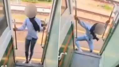 Thailand: Woman Dangling from Moving Train Suffers Injury After Hitting Post Near Phatthalung Station, State Railway of Thailand Issues Safety Warning After Video Goes Viral