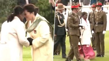 Droupadi Murmu in New Zealand: Indian President Gets Traditional Maori ‘Powhiri’ Welcome, Accorded Royal Guard of Honour at Government House in Wellington ( See Pics)