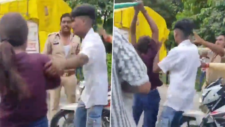 Kushinagar: Girl Chases Policeman With Stick, Tears His Uniform After He Intervenes to Stop Dispute Between 2 Groups in UP; 2 Arrested After Video Goes Viral