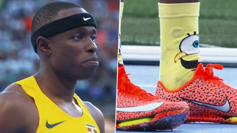 Uganda’s Tarsis Orogot's SpongeBob Socks Go Viral After He Finishes First in Men’s 200 M Sprint Heat 2 At Paris Olympics 2024 (See Pics)