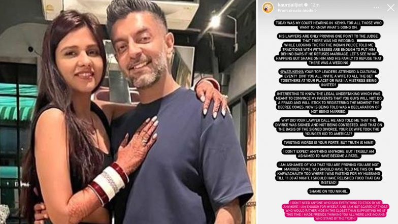 Dalljiet Kaur-Nikhil Patel Divorce Hearings Begin in Kenya Court; Actress Slams Her Estranged Husband in Now-Deleted Insta Post (View Pic)