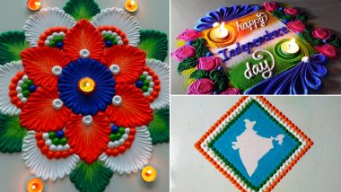 Independence Day 2024 Rangoli Designs: Easy Tricolour and Vande Mataram Rangoli Designs To Decorate and Take Part in 15th of August Celebration (Watch Videos)