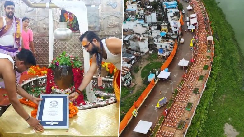 ‘Mahakal Ki Nagri’ Ujjain Sets New Guinness World Record As 1,500 Damru Vadak Perform on Mahakaleshwar Temple Premises, Madhya Pradesh CM Mohan Yadav Elated (See Pics and Video)