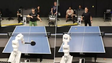 Google DeepMind AI Robot Plays Table Tennis Like a Human, Becomes First AI Agent To Reach Amateur Human-Level Performance in the Sport (Watch Video)