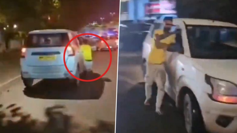 Mumbai Car Stunt: Drunk Man Drives Vehicle While Hanging Out of Door in Andheri, Arrested After Causing Collision; Dangerous Video Surfaces