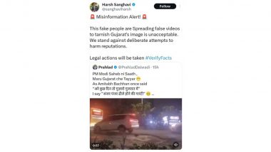Viral Video of Vehicles Jumping off Pothole-Ridden Road in China Falsely Attributed to Gujarat, Minister Hash Sanghvi Fact-Checks ‘Fake News’ and Vows Legal Action