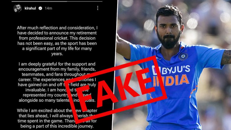 No KL Rahul Didn't Delete Instagram Story About his Retirement, Fake Screenshot Goes Viral