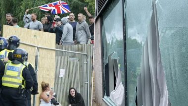 UK Police Clash With Far-Right Protesters Seeking To Enter Holiday Inn Express Hotel in Rotherham, Thought To Be Housing Asylum Seekers (Watch Video)