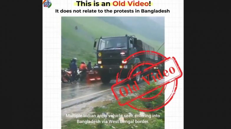 Video Shows Indian Army Entering Violence Hit Bangladesh via West Bengal To Suppress Protests, PIB Fact Check Debunks Viral Claim