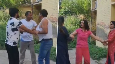 Uttar Pradesh: Woman Catches Husband With Female Inspector at Government Rest House, Family Assaults Them Both in Agra; Video Goes Viral