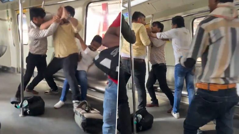 Ghaziabad Metro Fight Video: 2 Men Beat Each Other Up Over Seat Inside Coach in Ghaziabad, Video Goes Viral