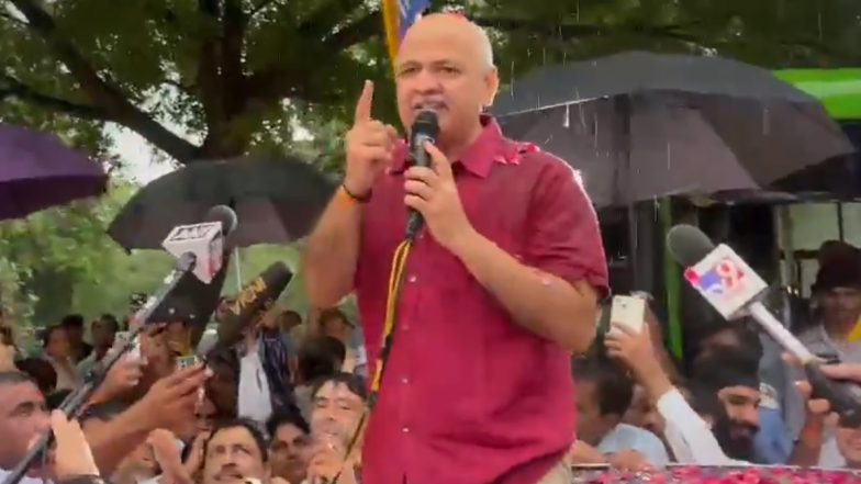 'Indebted To Babasaheb': Out of Jail, Manish Sisodia Greets AAP Workers, Says BR Ambedkar's Constitution Will Ensure Arvind Kejriwal's Release From Prison (Watch Videos)