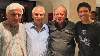 ‘Sholay’ Reunion: Farhan Akhtar Poses With Salim Khan, Javed Akhtar and Ramesh Sippy in THIS Legendary Snap! (View Pic)