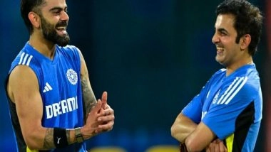 Sports News | Indian Stars Sweat It out in Nets Ahead of 1st ODI Against Sri Lanka; Kohli-Gambhir Share Smiles