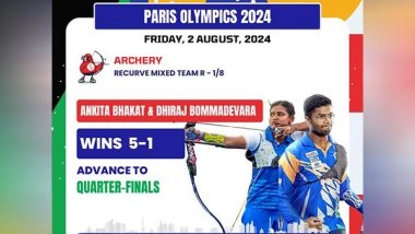 Sports News | Paris Olympics: Ankita-Dhiraj Moves to Quarters in Archery Recurve Mixed Team Event