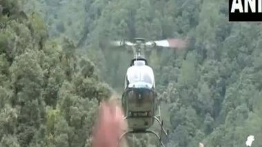 India News | Kedarnath Landslide: Uttarakhand Govt Delivers Animal Fodder by Helicopter for Mules, Horses Stranded on Travel Routes