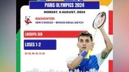Sports News | Paris Olympics: India Shuttler Lakshya Sen Misses out on Bronze After Suffering Heartbreak in Men's Singles Event