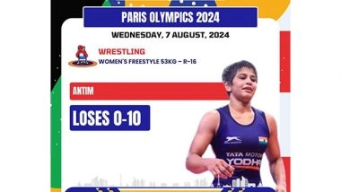 Sports News | Paris Olympics: Wrestler Antim Panghal Crashes out in Round of 16