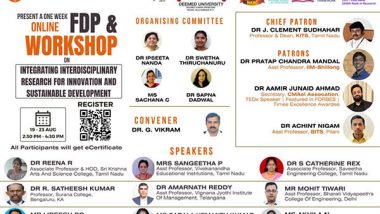 Business News | Karunya University and CMAOI Association Announce Pioneering Online Workshop on Innovation and Sustainability