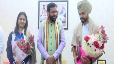 Sports News | Manu Bhaker, Sarabjot Singh Meets Haryana CM Nayab Singh Saini After Brilliant Paris Olympics Performance