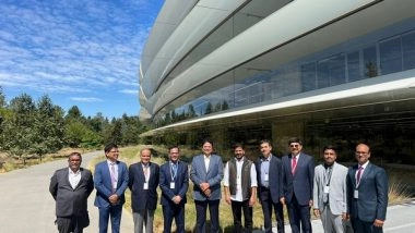 World News | Telangana CM Revanth Reddy Visits Apple Headquarters, Pitches California as Investment Destination