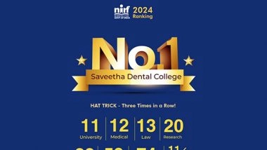 Business News | SIMATS Achieves Unprecedented Success in NIRF India Rankings 2024